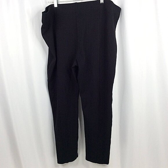 dip Ponte Knit Ankle Pants Women's Plus Size 3X Black Pull On Front Seam Stretch - Picture 2 of 9